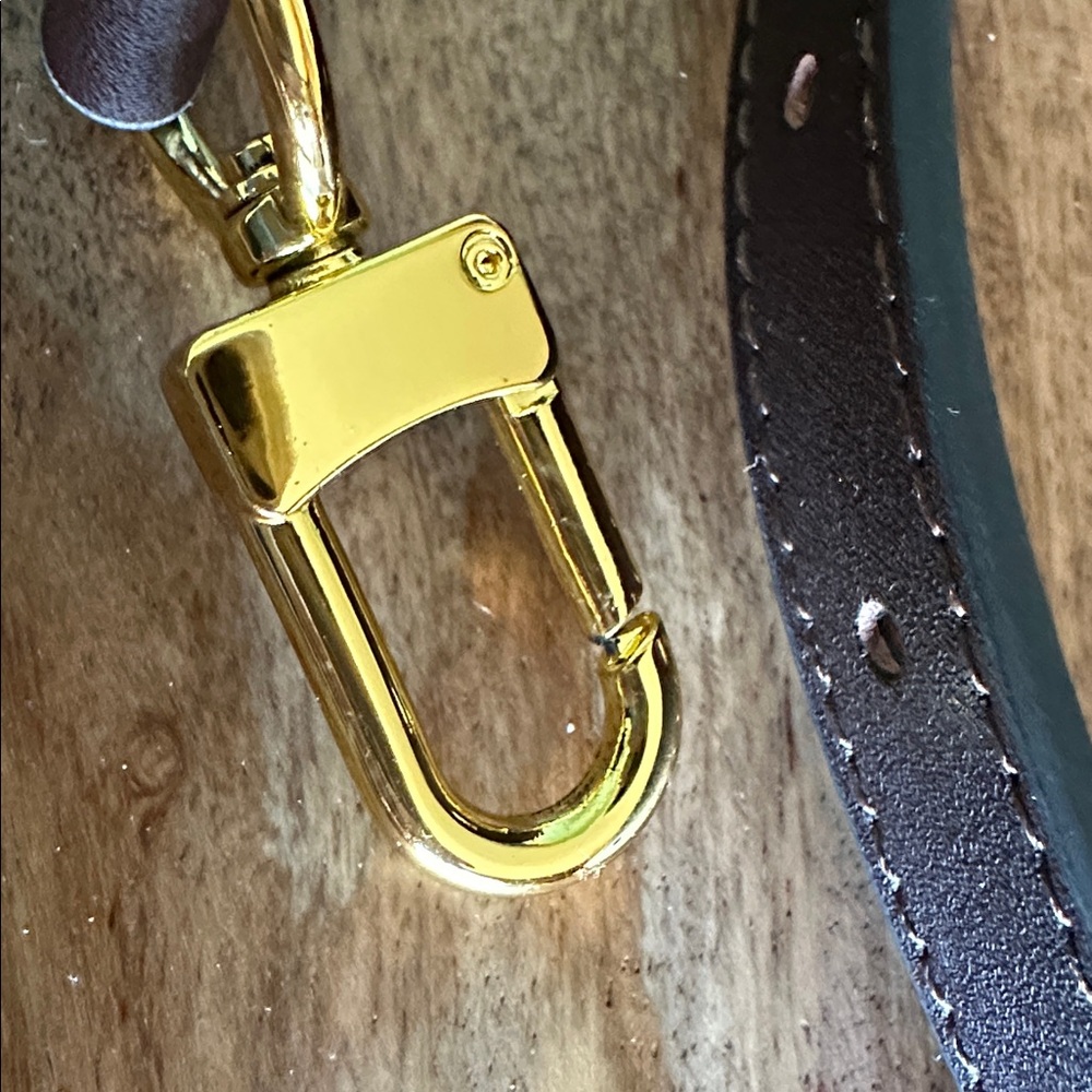 Elegant Coffee Brown Leather Strap with Gold Hardware for purse - Picture 8 of 11